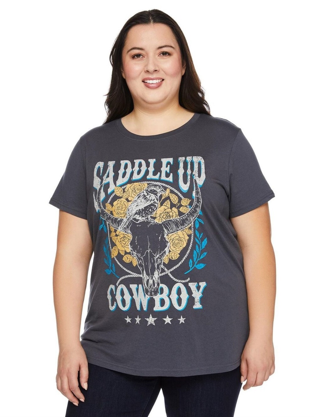 New With Tags Ladies 1x Saddle Up Cowboy Tee!